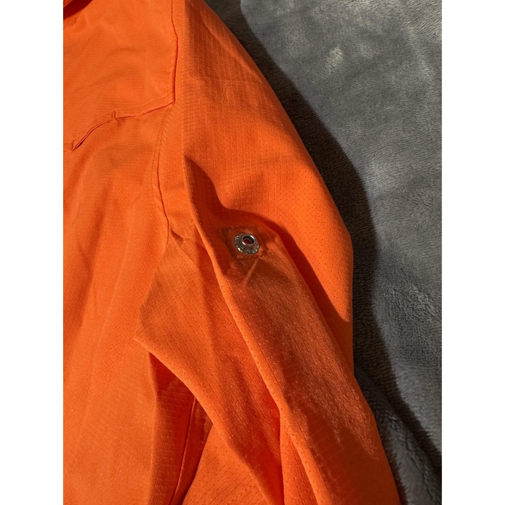 King Ranch Shirt Womens L Orange Western Fishing Snap Front Long Sleeve Sawtooth - Picture 8 of 11